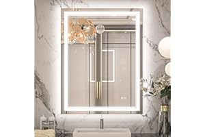 Keonjinn 36 x 28 Inch LED Mirror Bathroom Mirror with Lights, Lighted Vanity Mirror, Wall Mounted Anti-Fog Dimmable Lighting 
