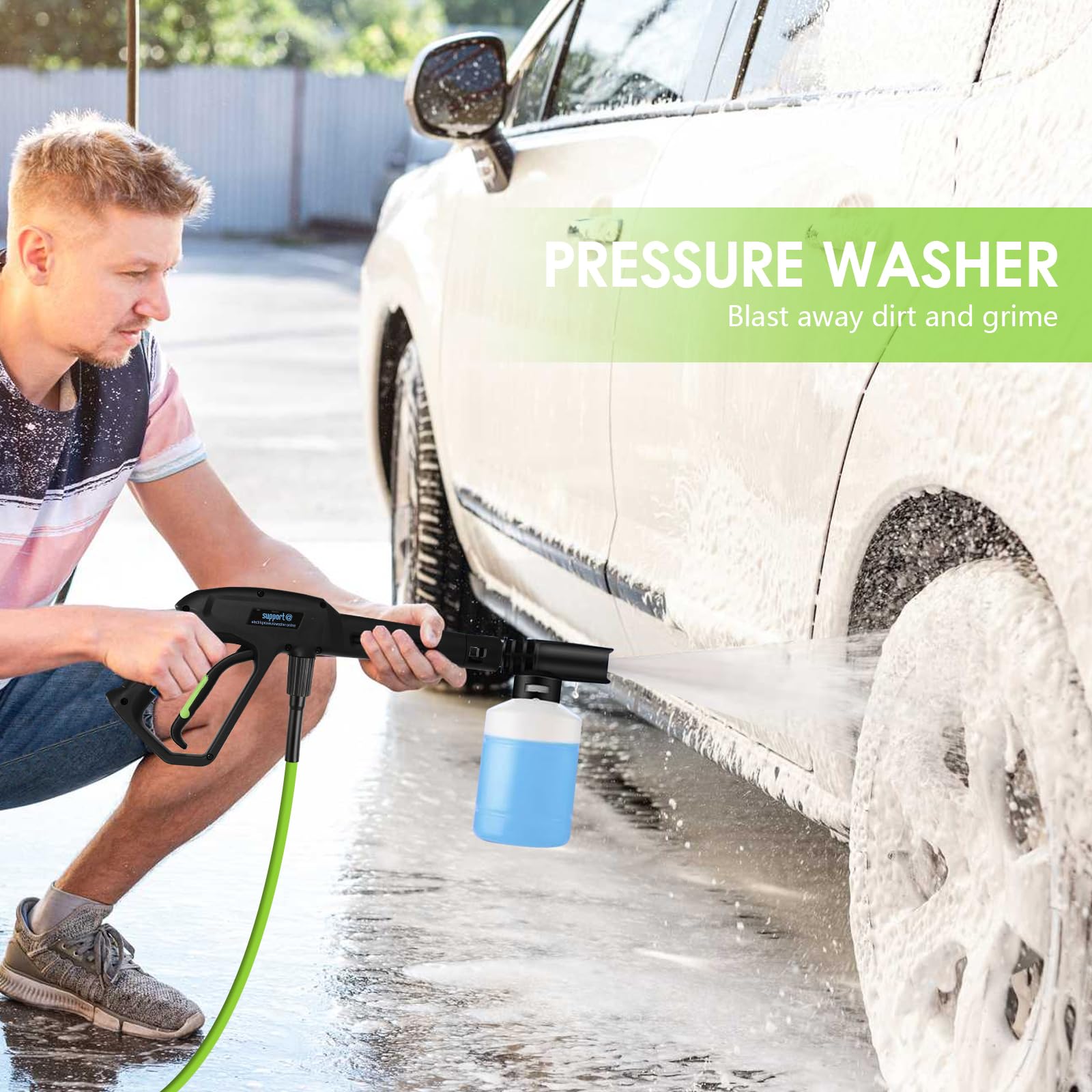 Imdot 4800PSI Pressure Washer 2.8GPM High Power Washer Professional Electric Pressure Power Washer with 33ft Pressure Hose, 4 Nozzles and Soap Bottle for Cars, Fences, Patio (Green)