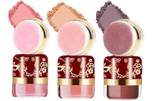 3PC Lazy Blush Set with Built-in Mirror Effortless Radiance in Seconds Quick Natural-Looking Matte Blush & Highlighter Palett