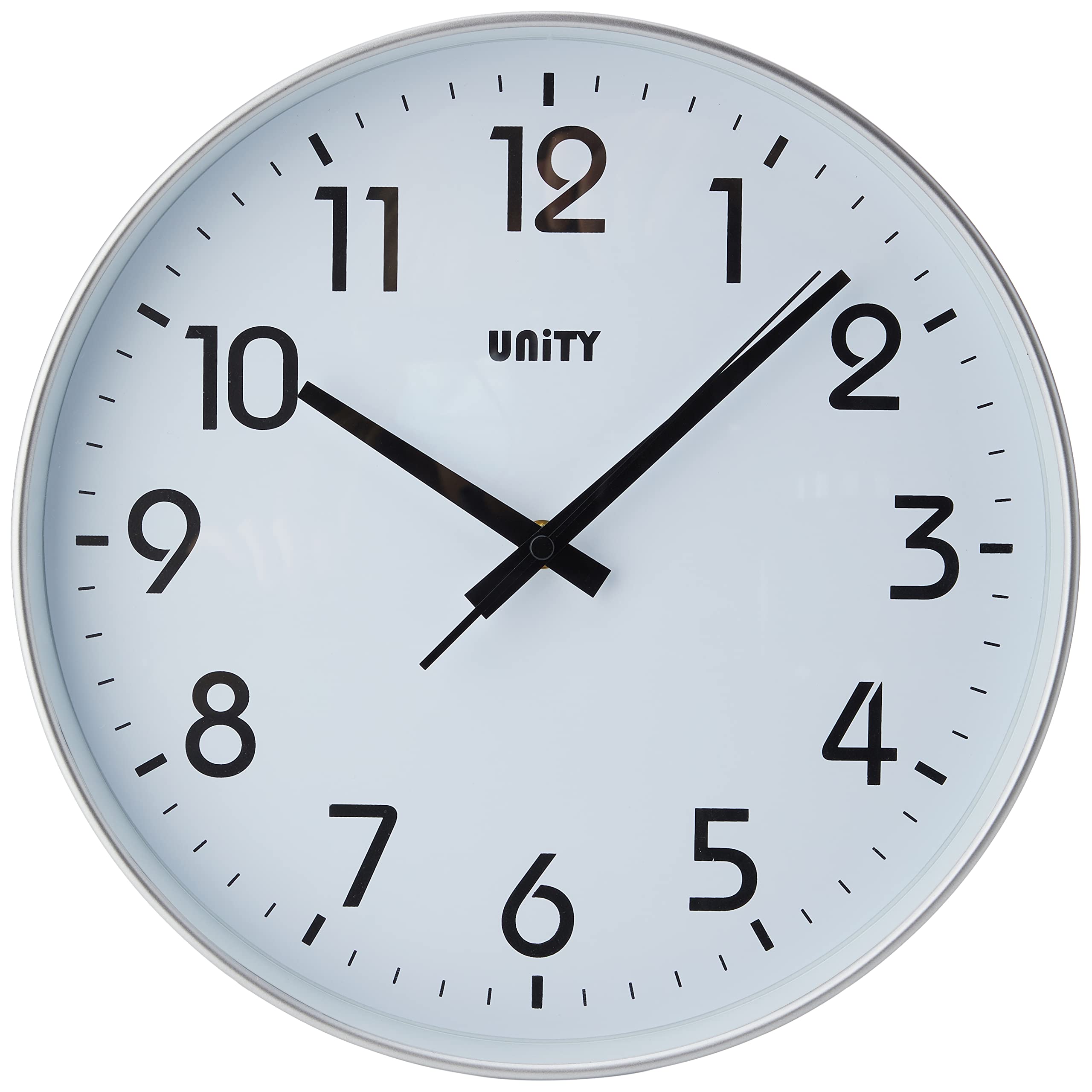 Unity Wall Clock, Fradley, Silent Sweep, Modern, Silver, 30cm / 12-inch