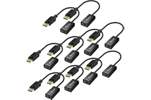 Moread 4K DisplayPort (DP) to HDMI Adapter, 10 Pack, Uni-Directional Gold-Plated Display Port Computer to HDMI Screen Converter (Male to Female) Compatible with HP, Dell, Lenovo & More, Passive -Black