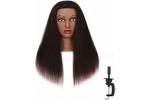 Hairingrid Mannequin Head 16" 100% Real Hair Hairdresser Cosmetology Mannequin Manikin Training Head Hair and Free Clamp Holder (R72026B0216)