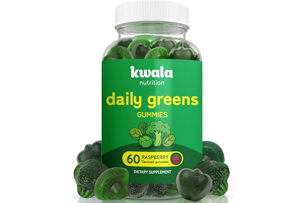 Kwala Nutrition Daily Super Greens Gummies to Boost Energy - 8 Blends with Veggies, Lions Mane Mushroom, Spirulina and Ashwag