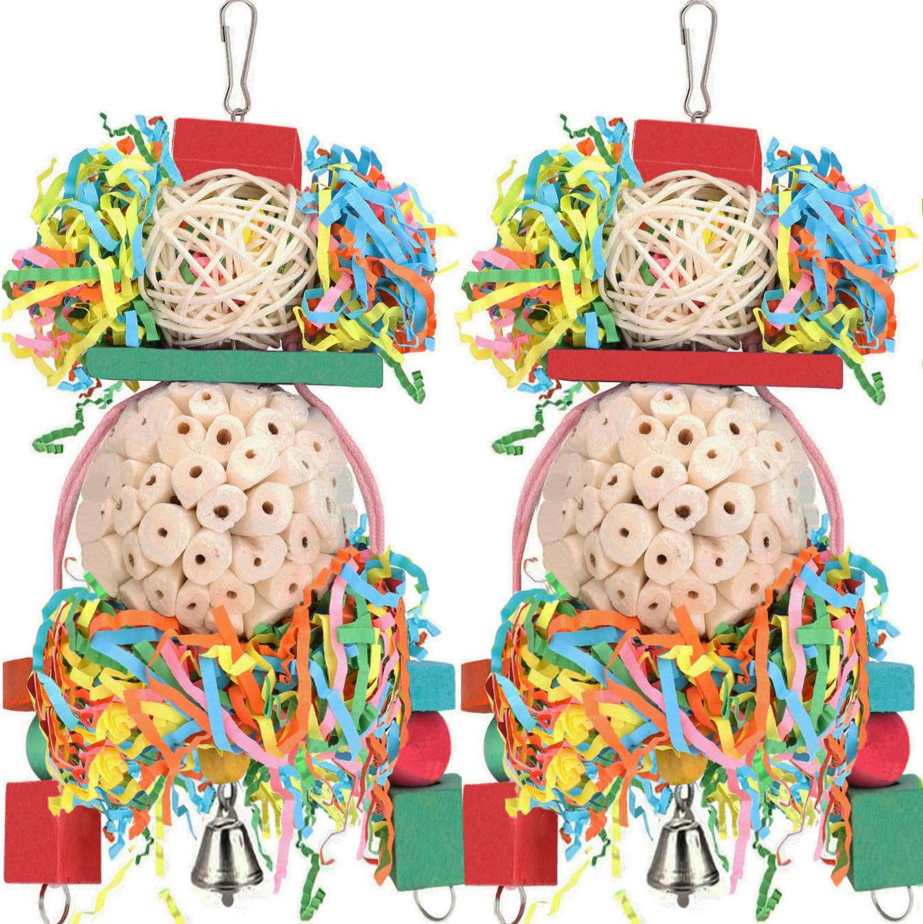 BBjinronjy Bird Toys Conure Toys Hanging Natural Soft Sola Ball Beak Chew Shred Forage Toys for Parrots,Cockatiel,Conure,Love Birds,Parakeets,Budgie and Other Small Birds (PET-ONLY USE)