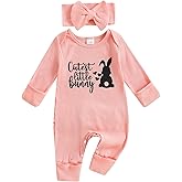 citgeett My First Easter Baby Girl Outfit Bunny Long Sleeve Romper Jumpsuit Onesie Easter Newborn Girl Outfits Clothes