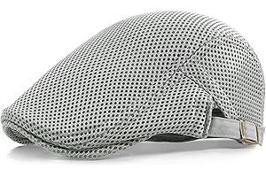 Xinveen Men's Mesh Cap Breathable Summer Newsboy Hat Adjustable Beret Ivy Cap Irish Cabbie Driving Hunting Hats