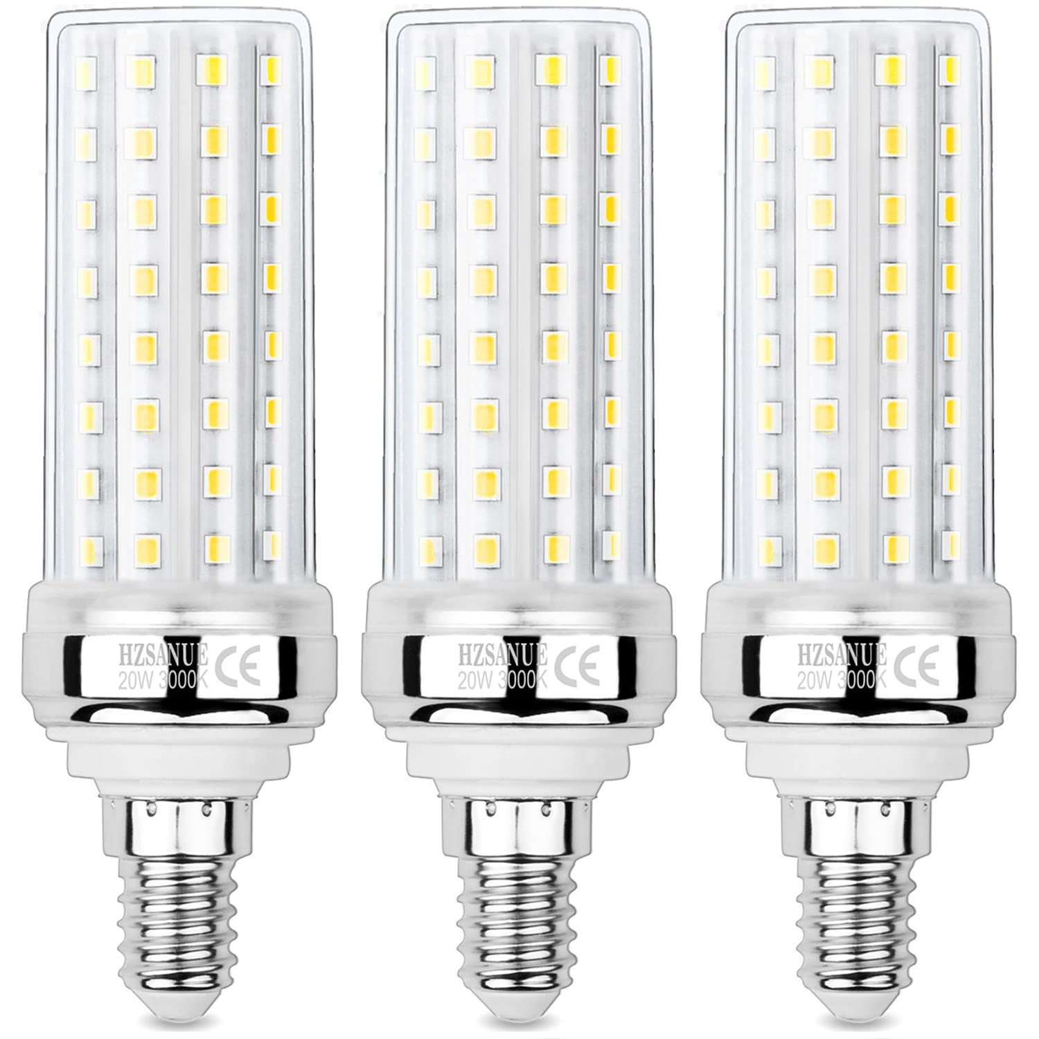 HZSANUE LED Corn Bulbs 20W, E14 Small Edison Screw Bulbs, 2200Lm, 3000K Warm White,150W Incandescent Bulbs Equivalent,Pack of 3