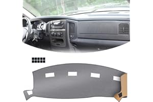 KEYOOG Dashboard Cover Dash Mat Fit for 2005-2002 Do-dge Ram 1500 2500 3500 (for Left Hand Drive),Car Dash Board Mat Anti-Glare Carpet,Non-Slip Pad Sunshield Protector (Grey)