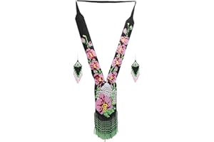 BEADSCORNER Native Tribal Style Long Statement Beaded Necklace for Women Handmade