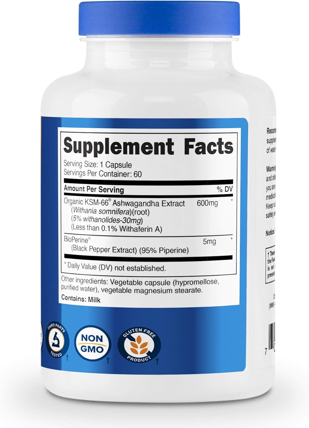Nutricost KSM-66 Ashwagandha Root Extract 600mg, 60 Veggie Caps - High Potency 5% Withanolides - with BioPerine - Full-Spectrum Root Extract: Health & Personal Care