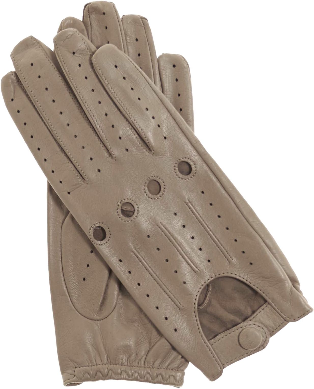 Fratelli Orsini Everyday Women's Open Back Leather Driving Gloves Size 7 1/2 Color Sand