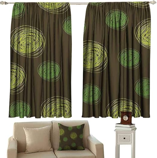 Amazon Com Turquoise Curtains Funny Round Doodles Spots In Green