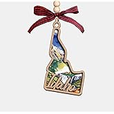 Moonlit93 Idaho State Christmas Wooden Ornament - 2-Layer Laser-Cut Wooden Keepsake - Rustic Holiday Decor & Ideal Travel Gift for Women Men Family & Friends - Idaho Locals Gift