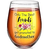 Thank You for Being My Godmother Wine Glass, Personalized Mother's Day Birthday Christmas Gift for Godmother Mother, 17 Oz Godmother Announcement Wine Glass for Godmother from Godchild (Only The Best)