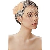 BABEYOND Veil Fascinator Hat for Women Peacock Feather Fascinators Hair Clip with Removable Veil Tea Party Hat Bridal Wedding