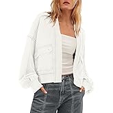 Nirovien Womens Sweatshirt Cardigan Open Front Oversized Sweatshirt Drop Shoulder Long Sleeve Jackets with Pockets
