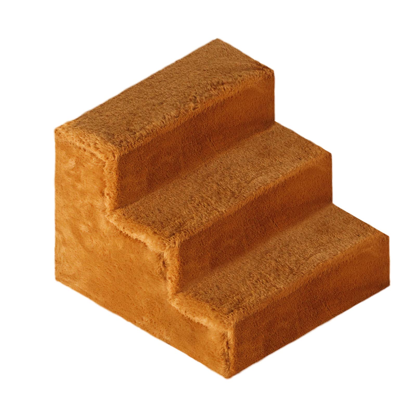 PETCUTE Dog Steps Stairs for Bed,Non-Slip Pet Stairs for Small Dogs and Cats, 3-Steps Dog Ramp for Sofa with Washable Plush Cover, High Density Foam,41x39x31cm,Yellow