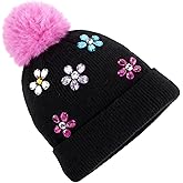 PinkSheep Toddler Winter Hat,Cute Girls Warm Beanie with Pom Pom and Fleece Lined Winter Hats,Fashion Kids Knit Beanies Cap