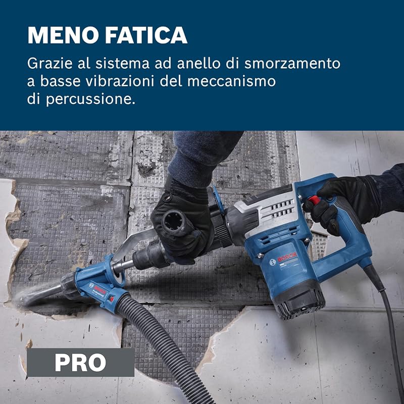 Bosch PRO Martello demolitore a filo GSH5MX (incl. scalpello appuntito SDS MAX da 280 mm, impugnatura dritta ausiliaria, valigetta)