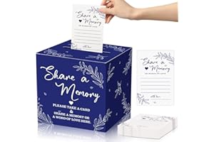 Pajean 50 Pcs Share a Memory Cards for Collections of Life, Memory Cards Box for Guest Ideas Funeral Graduation Wedding Bridal Shower Birthday Anniversary Retirement(Dark Blue)