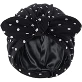 Ababalaya Satin Lined Beanies for Women Chemo Headwear Sleep Cap | Boho Stylish Adjustable Non Slip Sleep Bonnets Super Soft Silky Linning OEKO certified fabrics and accessories