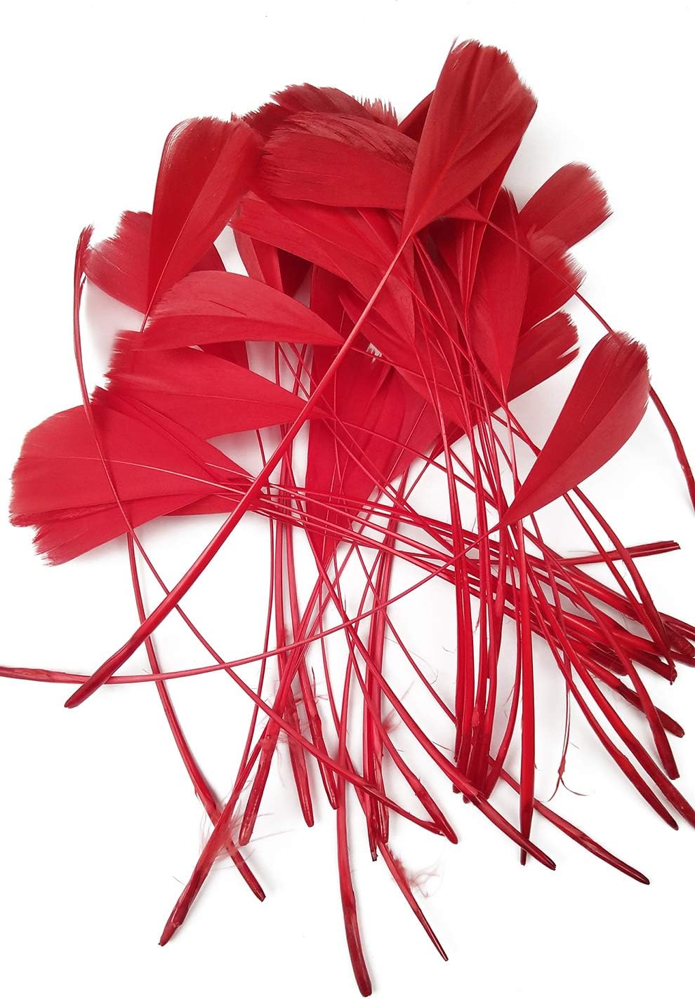 wanjin Goose Feather Craft 5-7inchs Plume for Wedding Centerpieces Home Decoration Feathers Pack of 40(red)