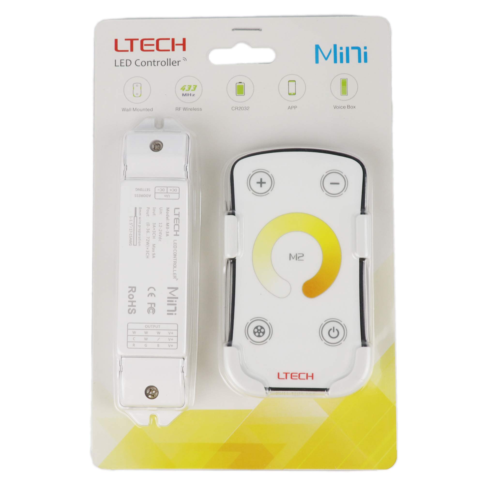 LTRGBW M2 LED Controller Dimmer Color Temperature Adjustable Dimming CT Control Bi-Colored White 3000K - 6500K 5050 3528 Strip Tape Lights (5 Year Warranty)