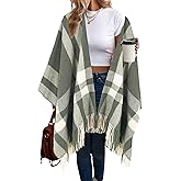 Beautiful Nomad Women's Retro Style Poncho Cape Boho Shawl Wraps Ruana Printed Tassel Cardigan for Spring Fall Winter