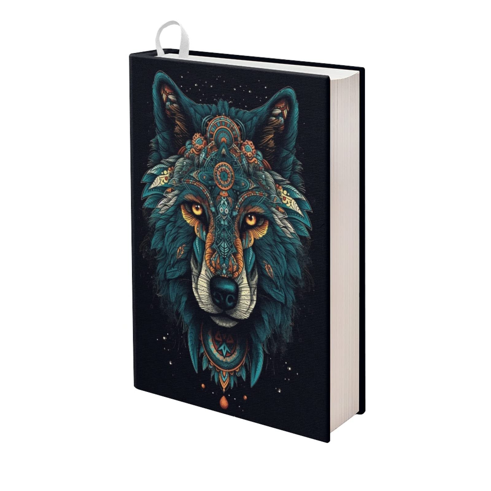 Kuiaobaty Tribal Wolf Print Book Sleeve Covers for Novel, Animal Pattern Fabric Book Protector for Notebook Size 11 Inch X 8.7 Inch — image 1