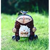 LENHINOR Garden Gnome Statue, Garden Decor,Gnomes Decorations for Yard, Funny Bird Welcome Figurines for Outdoor Patio, Lawn, Yard Art Decoration