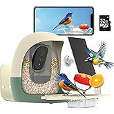 Bird Feeder with Camera Solar Powered, Smart Bird Feeder with AI Identify, 2K HD Live View and Instant Notification, Ideal Gift for Bird Lover(with 32G Card)