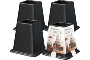 TOMGEAR Bed Furniture Risers 6 Inches, Heavy Duty Bed Lifts, Furniture Risers for Bed, Couch, Desk, Sofa, Chair, Table Legs Extenders (Pack of 4, Black)