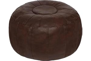 Thgonwid Unstuffed Moroccan Ottoman Pouf Cover, Ottoman Footstool Storage Solution, Bean Bag Chair, Foot Rest, Deep Coffee