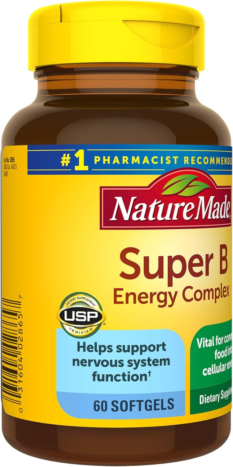 Nature Made Super B Energy Complex Softgels, 60 Count for Metabolic Health† (Packaging May Vary): Health & Personal Care
