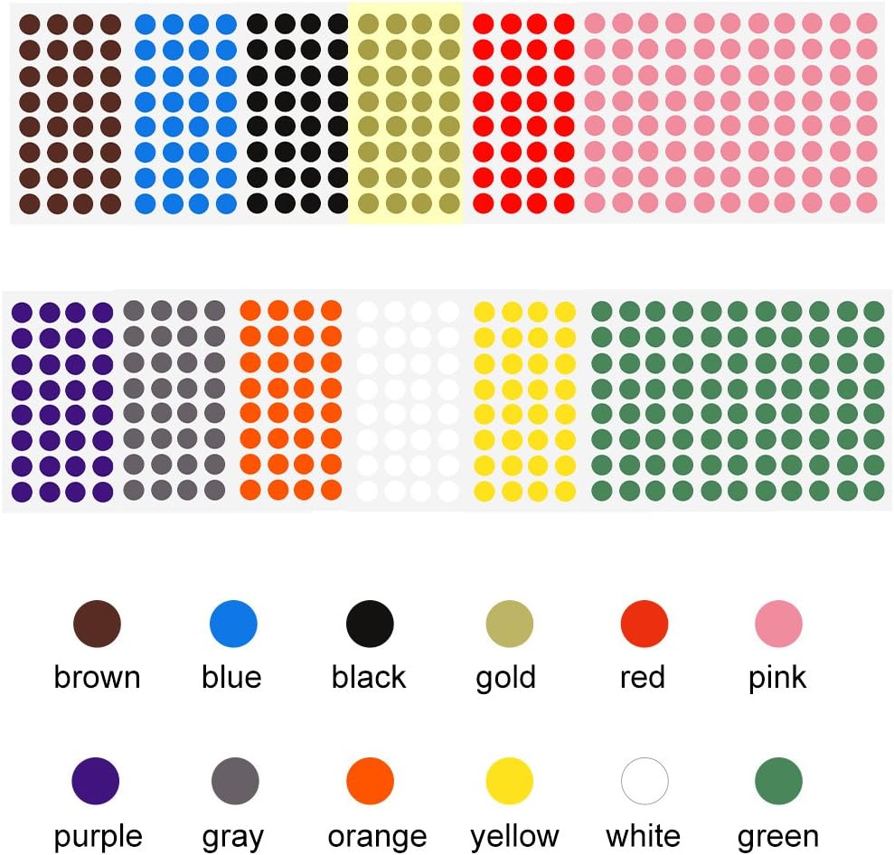 Kuuqa 36 Sheets 8mm Color Coding Labels Small Round Dot Stickers Sticky Marking Labels (3168 Dots), Multicolor, 8 millimetres - Image 3
