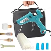 Hot Glue Gun Full size 100W,Aanti-scald Design,with 4 Nozzles,Luxury Set | 12 Big Glue Gun Sticks,EVA Hardshell Carrying Case ,3 Silicone Finger Protectors Included
