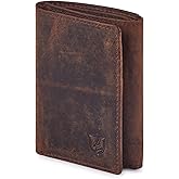 Wallet for Men Trifold Real Leather RFID Blocking Credit Card Case with ID Window in Gift Box