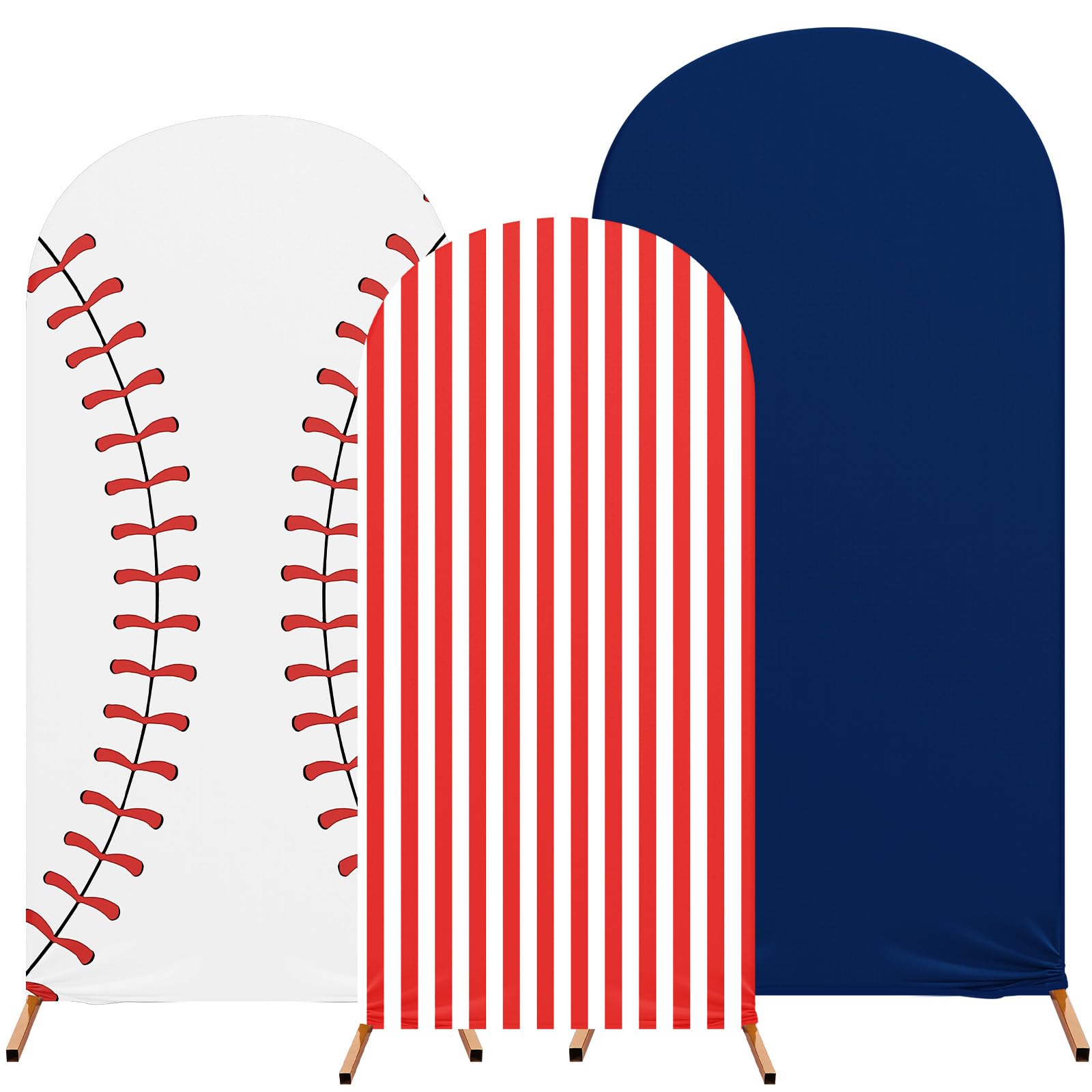 Photo 1 of RimCereal 3 Set Baseball Theme Arch Backdrop Stand Covers Sport Background Arched Stretchy Fabric Backdrop Cover for Boys Birthday Baseball Party Decoration ()