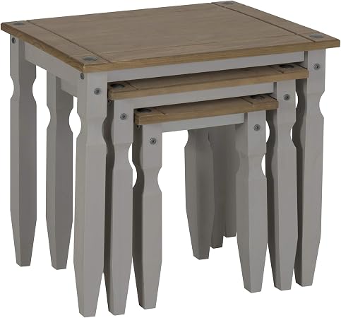 Corona Grey Wax Piccolo Nest Of Tables Amazon Co Uk Kitchen Home