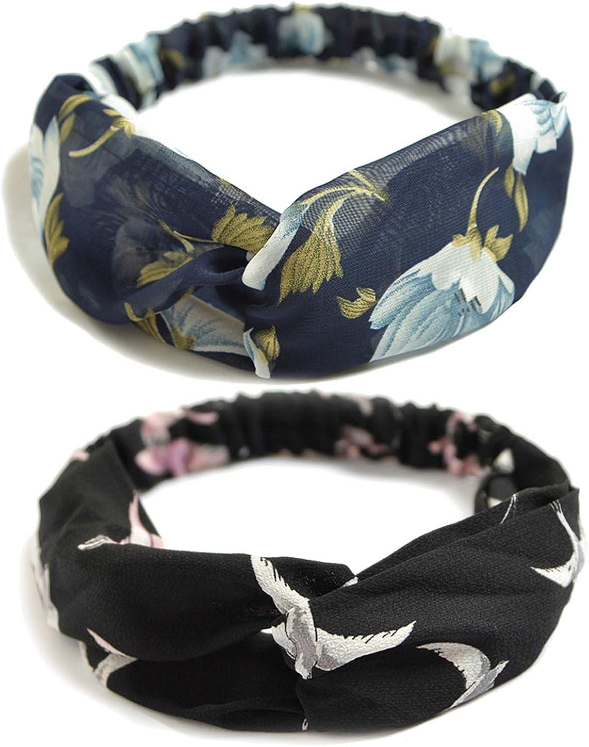 10 Pack Women's Headbands Boho Flower Printing Twisted Criss Cross Elastic Hair Band Accessories B at  Women’s Clothing store