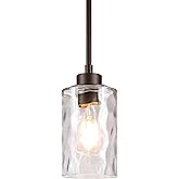 XiNBEi Lighting Pendant Lighting 1 Light Mini Pendant Light with Glass, Modern Adjustable Kitchen Hanging Ceiling Light Dark 