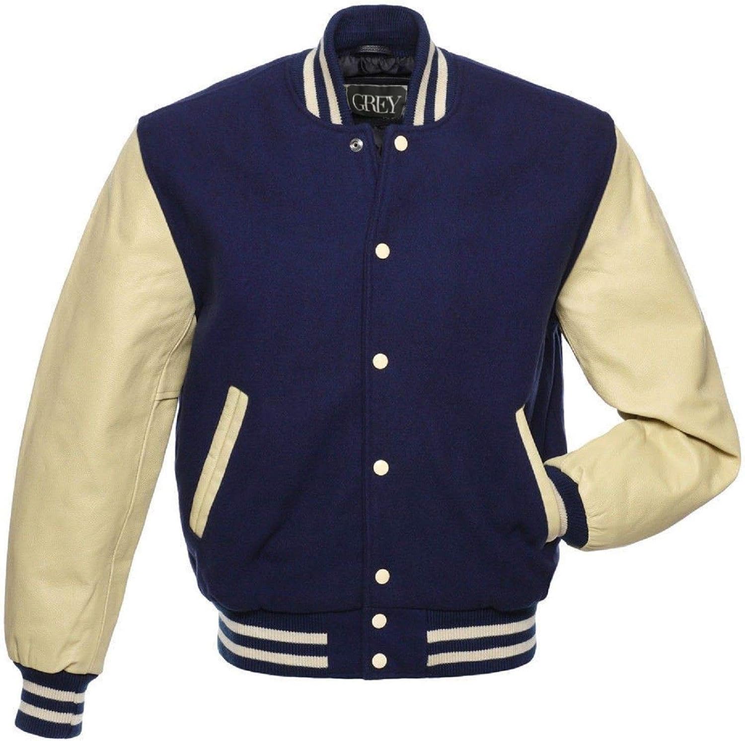 Grey Varsity Jacket | Baseball Jacket Men | Letterman Jacket Men | Men’s Leather Jacket | Bomber Jacket at  Men’s Clothing store