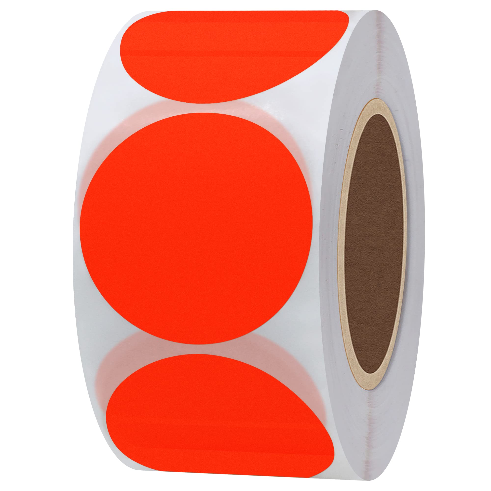 Hylabelest Fluorescent Red Round Stickers 1.5 Inch Color Coding Dots Labels Total 500 Per Roll (Fluorescent Red, 1.5")