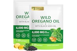 Oregano Oil Softgels, 2 in 1 Oil of Oregano Formulated with Black Seed Oil (240 Softgels)