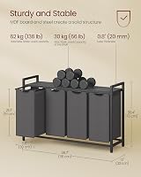 VASAGLE 4-Compartment Laundry Hamper with Pull-Out Liners 160 L Slate Gray view 6