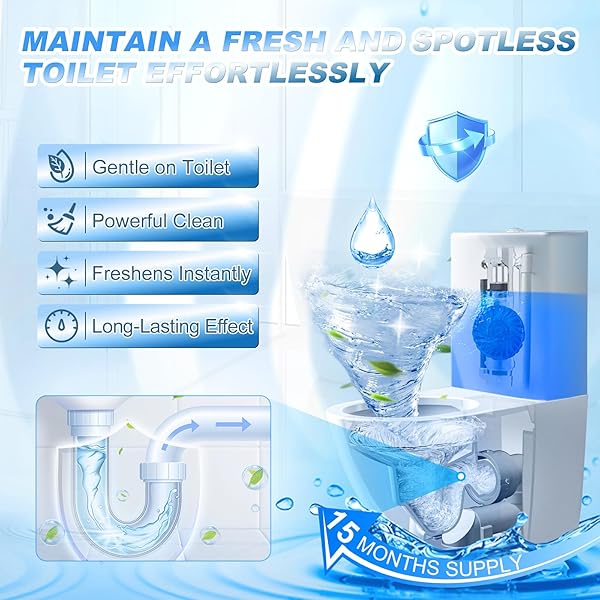 KIISIISO MULTIPURPOSE BATHROOM CLEANERS, 54 PACK COMMERCIAL & HOUSEHOLD TOILET BOWL CLEANERS, BLUE TOILET BOWL TABLETS DROP IN TANK, JANITORIAL DEODORIZERS