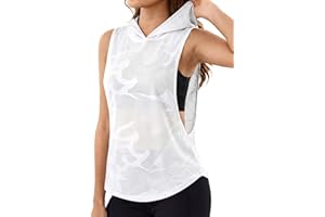 Hilinker Women's Mesh Workout Tank Tops Sleeveless Hoodies Open Side Gym Shirts