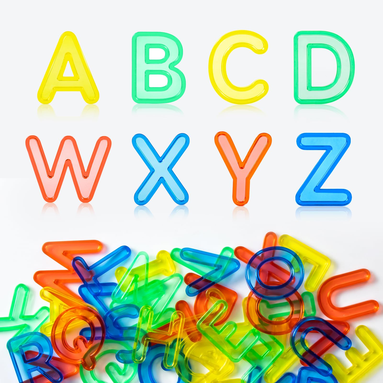 Photo 1 of Odoorgames 52 Pcs Translucent Capital Letters – Plastic Alphabet Letters for Kids – Ideal for Light Table Manipulatives & Educational Play, Vibrant Colors for Creativity and Learning