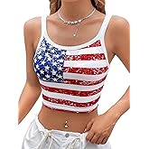 Women's Red White and Blue Shirts Patriotic Tops American Flag Graphic Crop Tops for Teen Girls
