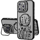 OAOA Magnetic Case Designed for iPhone 16 Pro with Kickstand, Compatible with Magsafe, Built in Camera Stash Stand, Anti-Fall Military Protection TPU Case for Women, Wild Flower